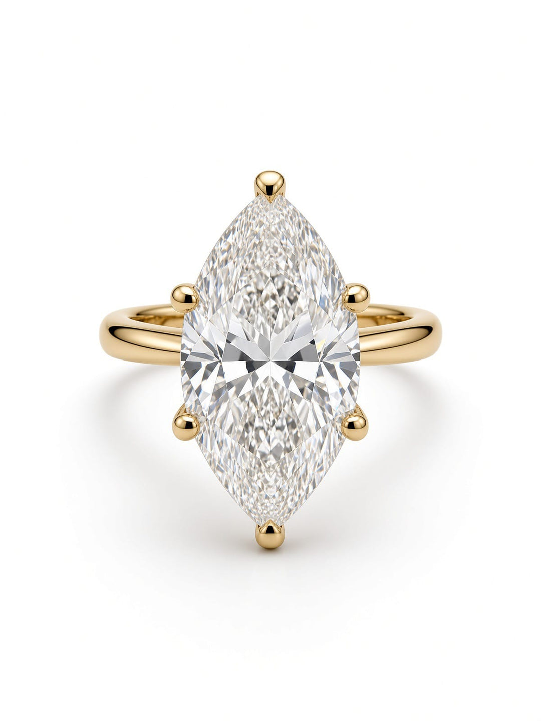 14K Yellow gold 2.5CT lab E vs1 Marquise Lab Diamond with six prong setting and 7 diamonds under the bridge