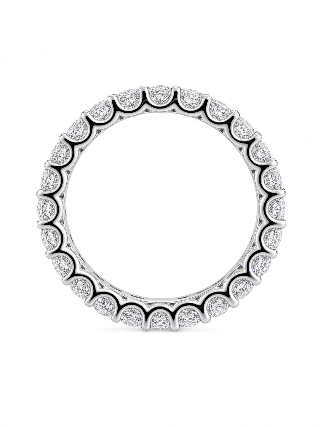 14K White Gold Emerald-Cut U Shape Lab Diamond Eternity Band — 1.96 CT