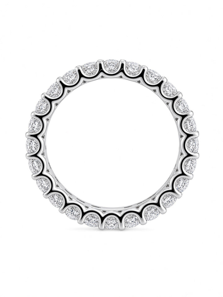 14K White Gold Emerald-Cut U Shape Lab Diamond Eternity Band — 1.96 CT