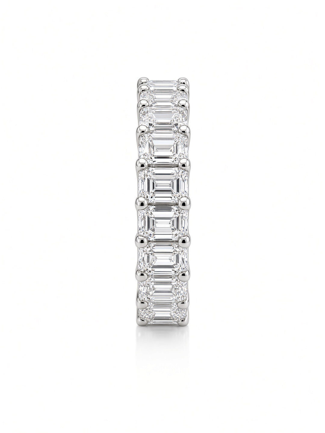 14K White Gold Emerald-Cut U Shape Lab Diamond Eternity Band — 1.96 CT