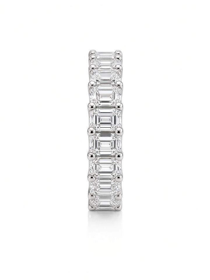 14K White Gold Emerald-Cut U Shape Lab Diamond Eternity Band — 1.96 CT