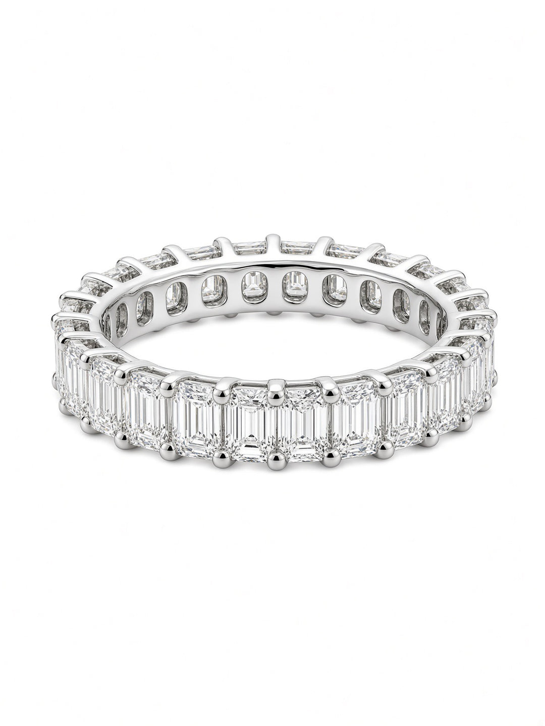 14K White Gold Emerald-Cut U Shape Lab Diamond Eternity Band — 1.96 CT