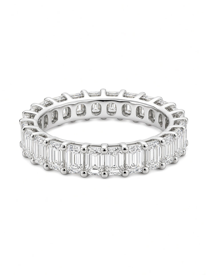 14K White Gold Emerald-Cut U Shape Lab Diamond Eternity Band — 1.96 CT