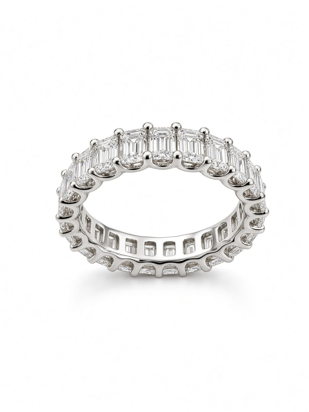 14K White Gold Emerald-Cut U Shape Lab Diamond Eternity Band — 1.96 CT