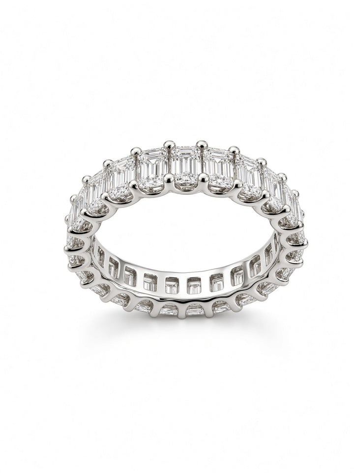 14K White Gold Emerald-Cut U Shape Lab Diamond Eternity Band — 1.96 CT
