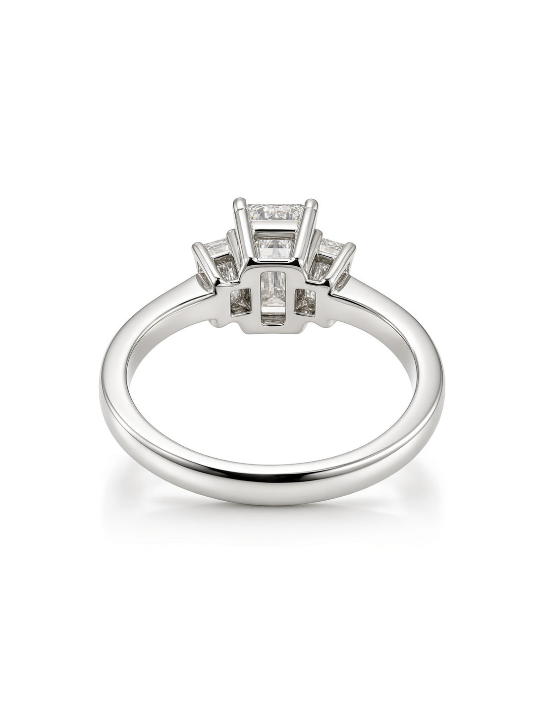 2.86CT Emerald-Cut Three-Stone Engagement Ring with Lab &amp; Natural Diamonds – 14K White Gold