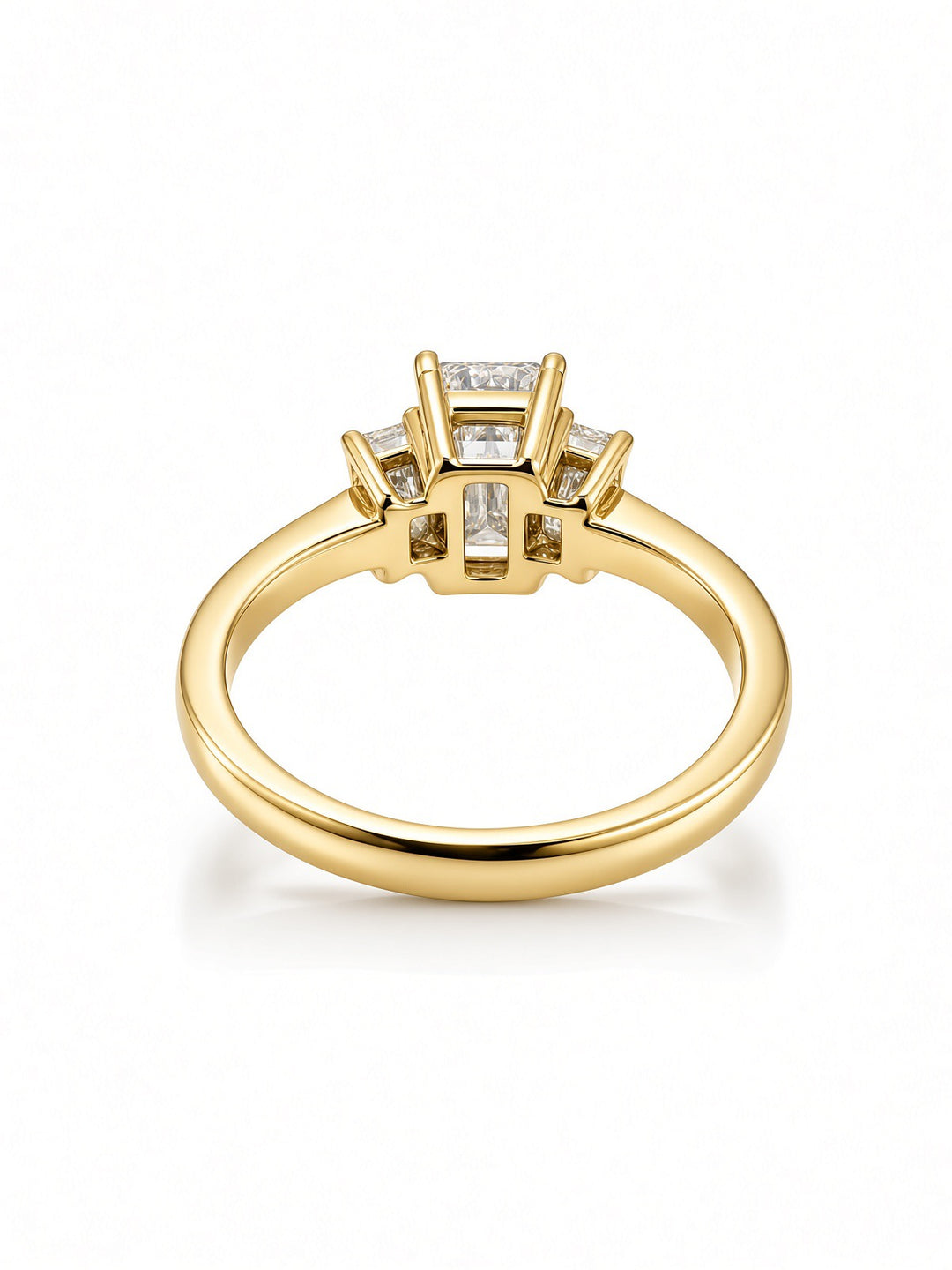 2.86CT Emerald-Cut Three-Stone Engagement Ring with Lab &amp; Natural Diamonds – 14K White Gold