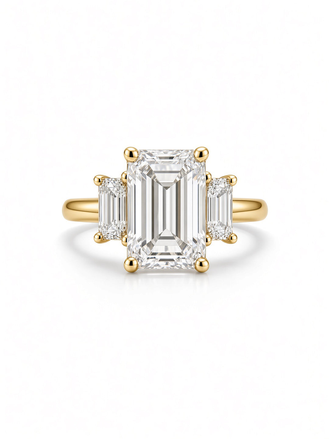 2.86CT Emerald-Cut Three-Stone Engagement Ring with Lab &amp; Natural Diamonds – 14K White Gold