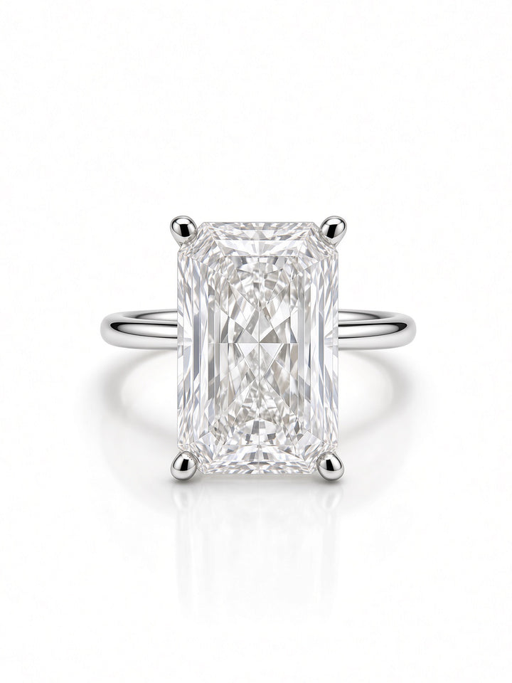 14K Yellow Gold Solitaire 4.06CT Radiant Cut Lab Diamond Set Engagement Ring