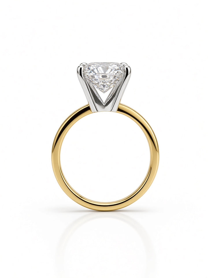14K Yellow Gold Solitaire 4.06CT Radiant Cut Lab Diamond Set Engagement Ring