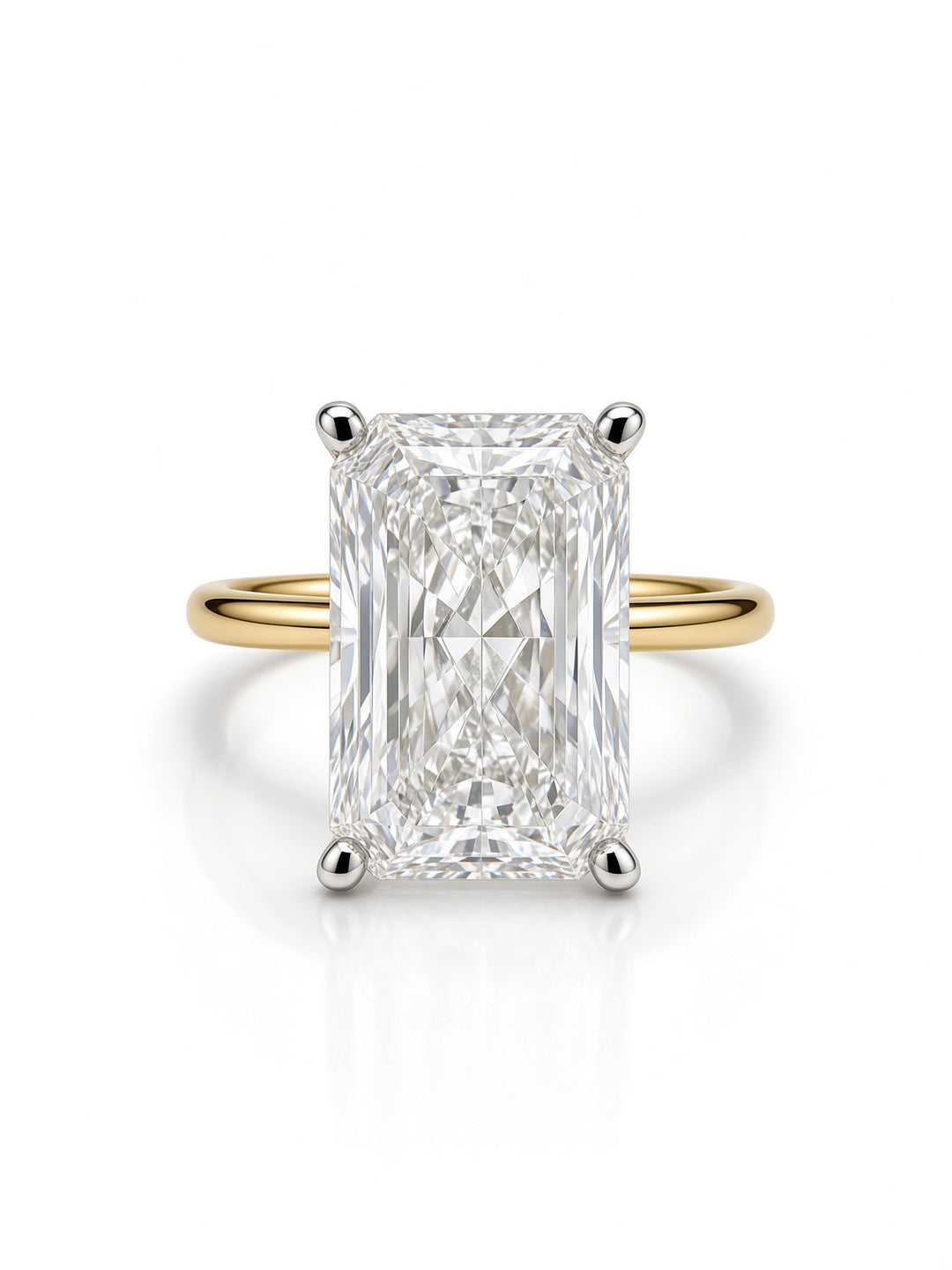 14K Yellow Gold Solitaire 4.06CT Radiant Cut Lab Diamond Set Engagement Ring