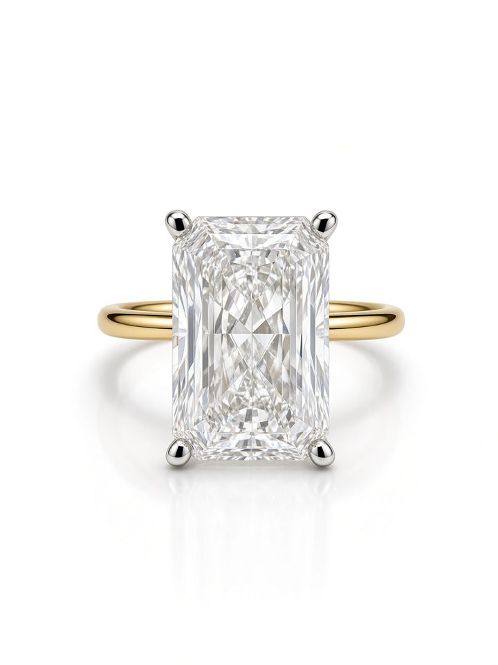 14K Yellow Gold Solitaire 4.06CT Radiant Cut Lab Diamond Set Engagement Ring