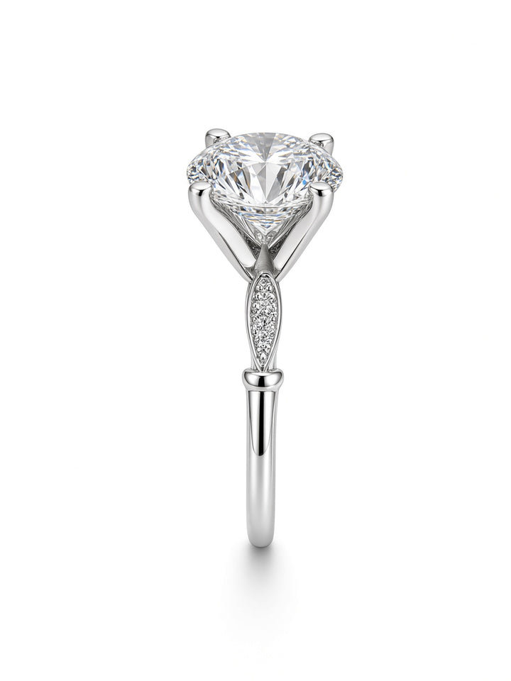 14K White Gold Engagement Ring with 2.05CT Round Cut Lab Grown Diamond and 0.18CT RBC Channel Set