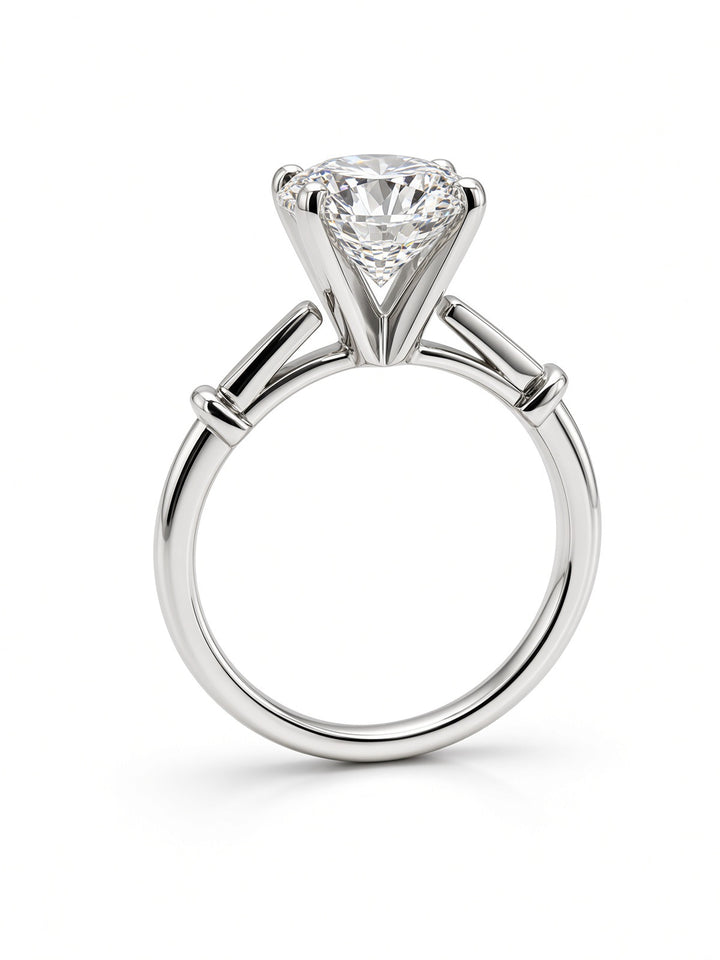 14K White Gold Engagement Ring with 2.05CT Round Cut Lab Grown Diamond and 0.18CT RBC Channel Set