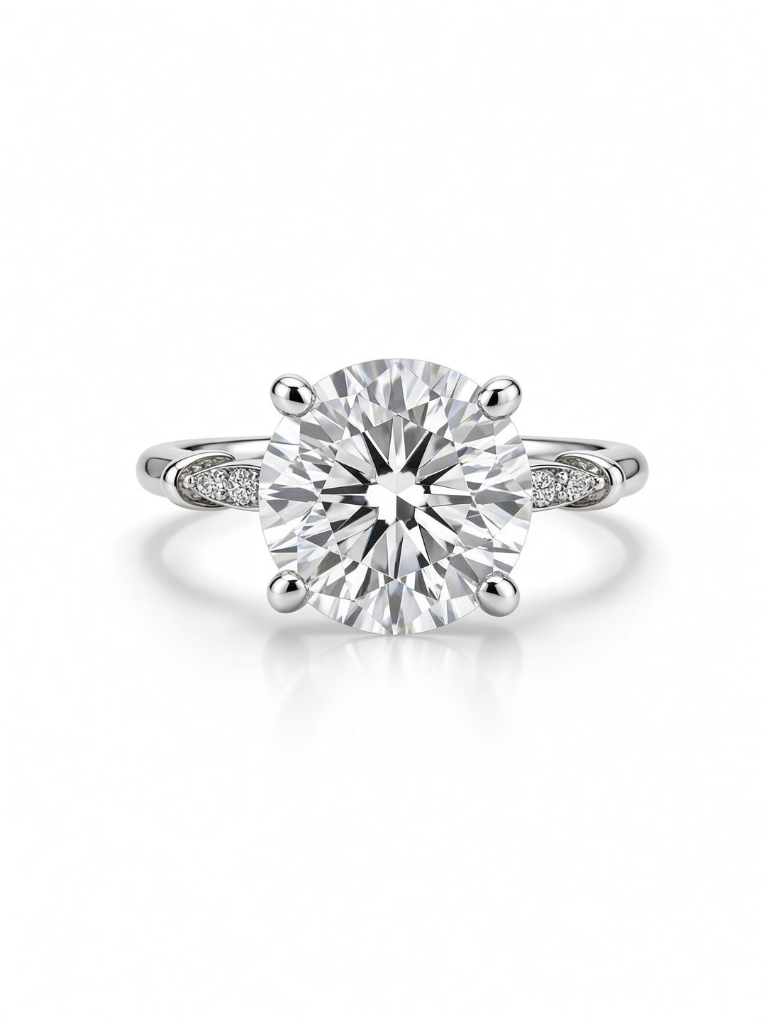 14K White Gold Engagement Ring with 2.05CT Round Cut Lab Grown Diamond and 0.18CT RBC Channel Set