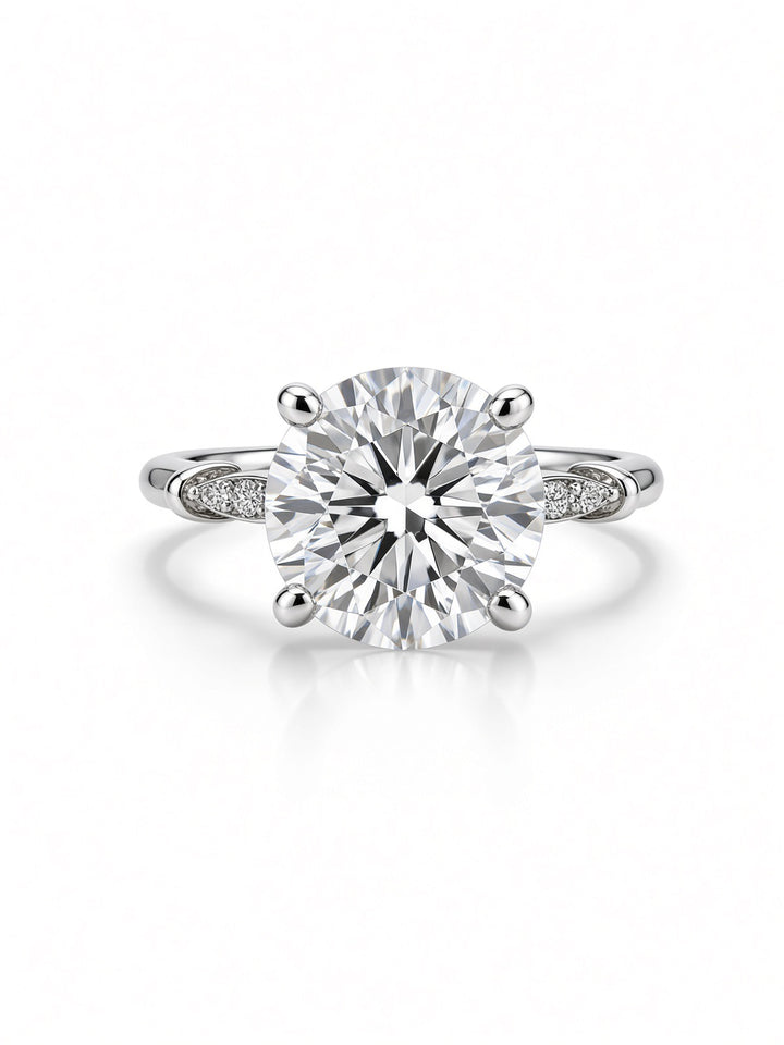 14K White Gold Engagement Ring with 2.05CT Round Cut Lab Grown Diamond and 0.18CT RBC Channel Set