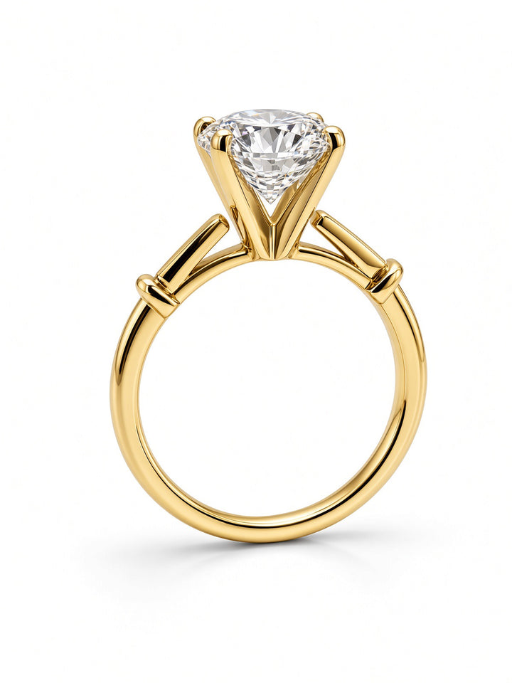 14K White Gold Engagement Ring with 2.05CT Round Cut Lab Grown Diamond and 0.18CT RBC Channel Set