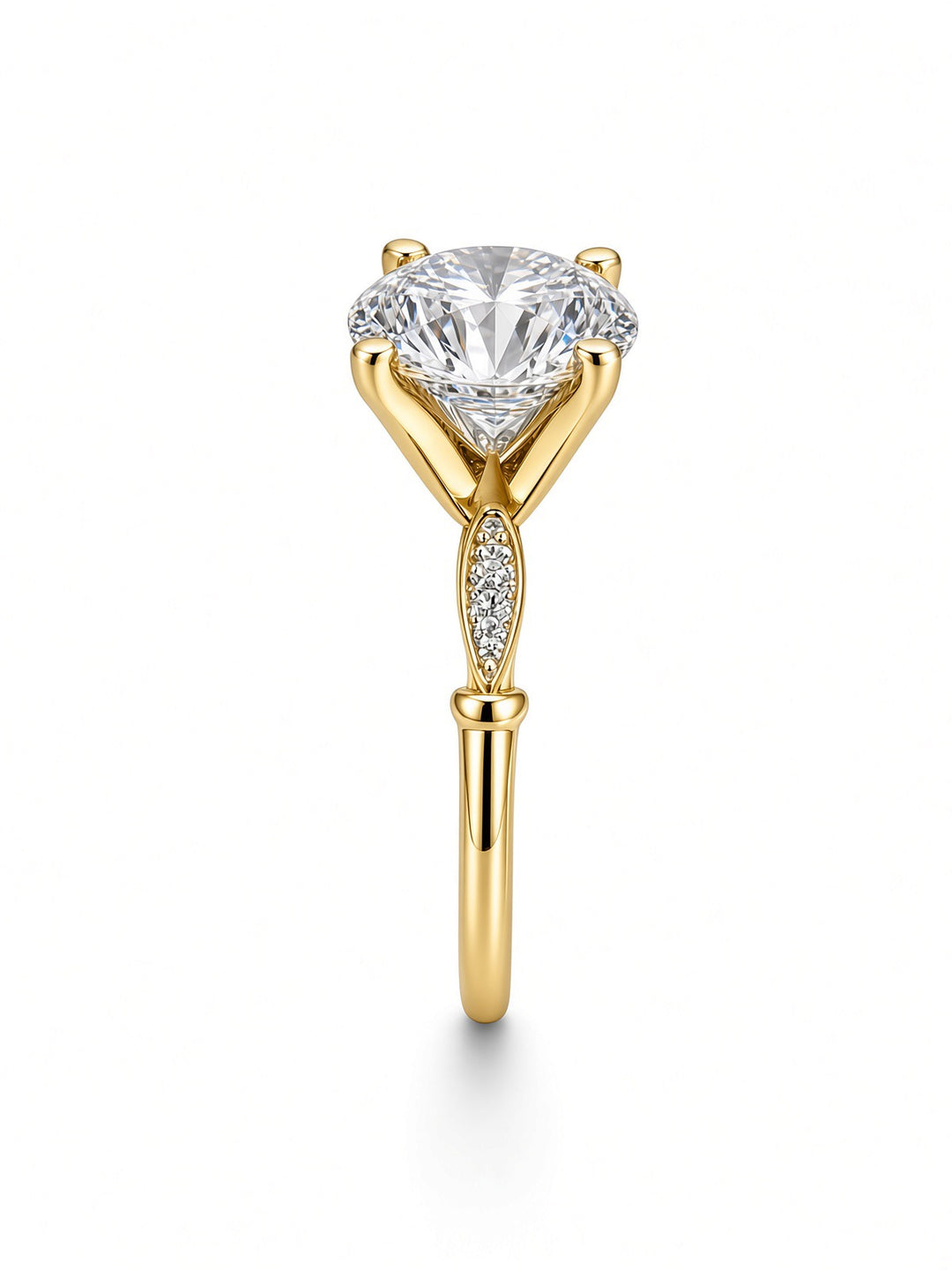 14K White Gold Engagement Ring with 2.05CT Round Cut Lab Grown Diamond and 0.18CT RBC Channel Set