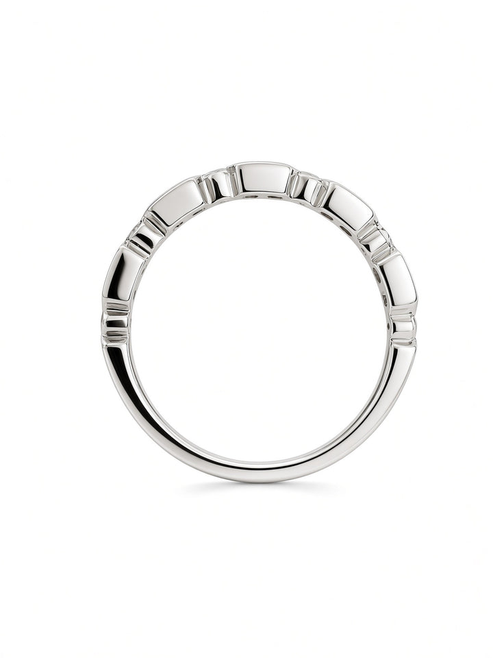 18K White Gold Signature Milgrain Natural Diamond Band — 0.21 CT