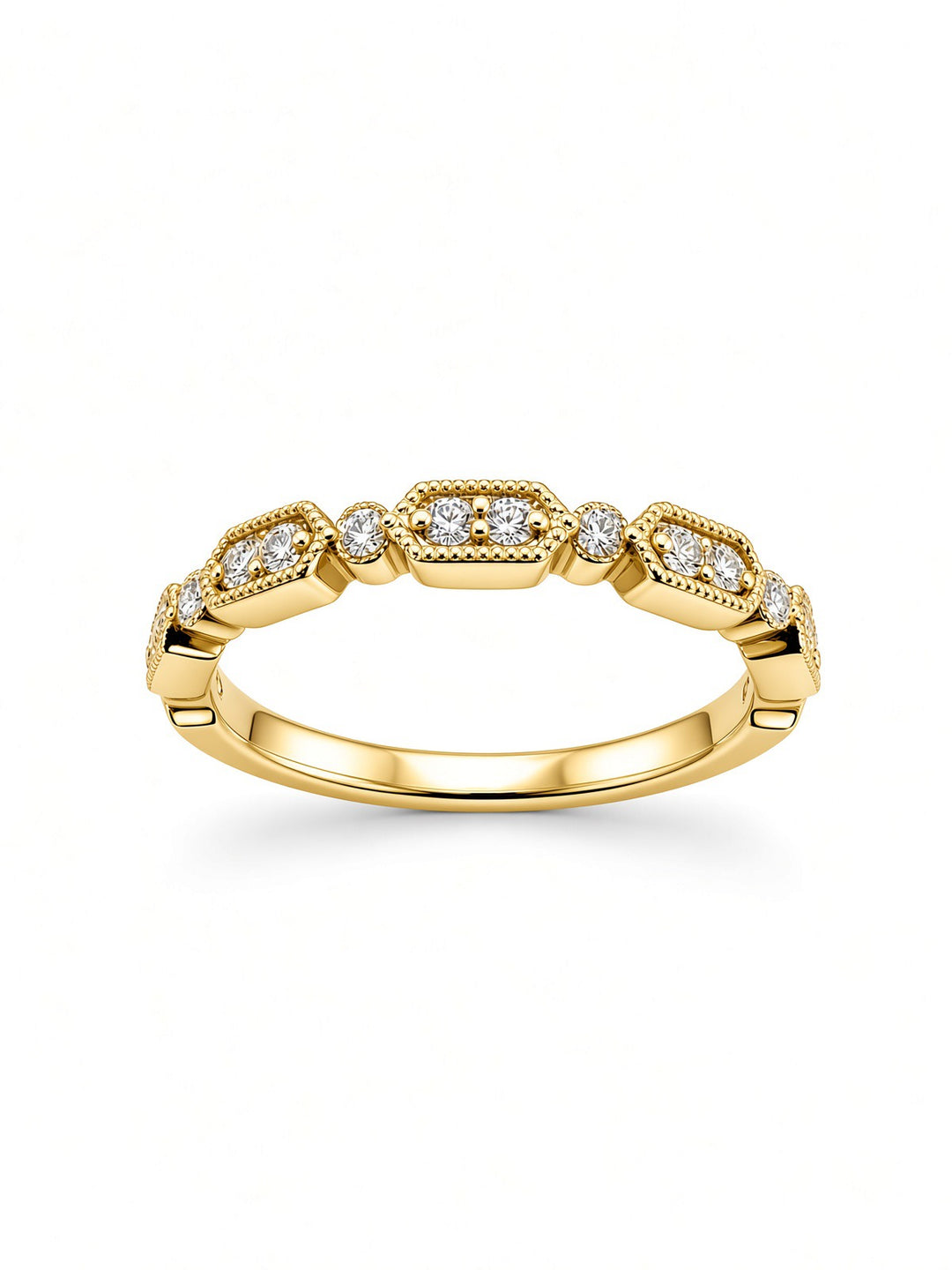 18K White Gold Signature Milgrain Natural Diamond Band — 0.21 CT