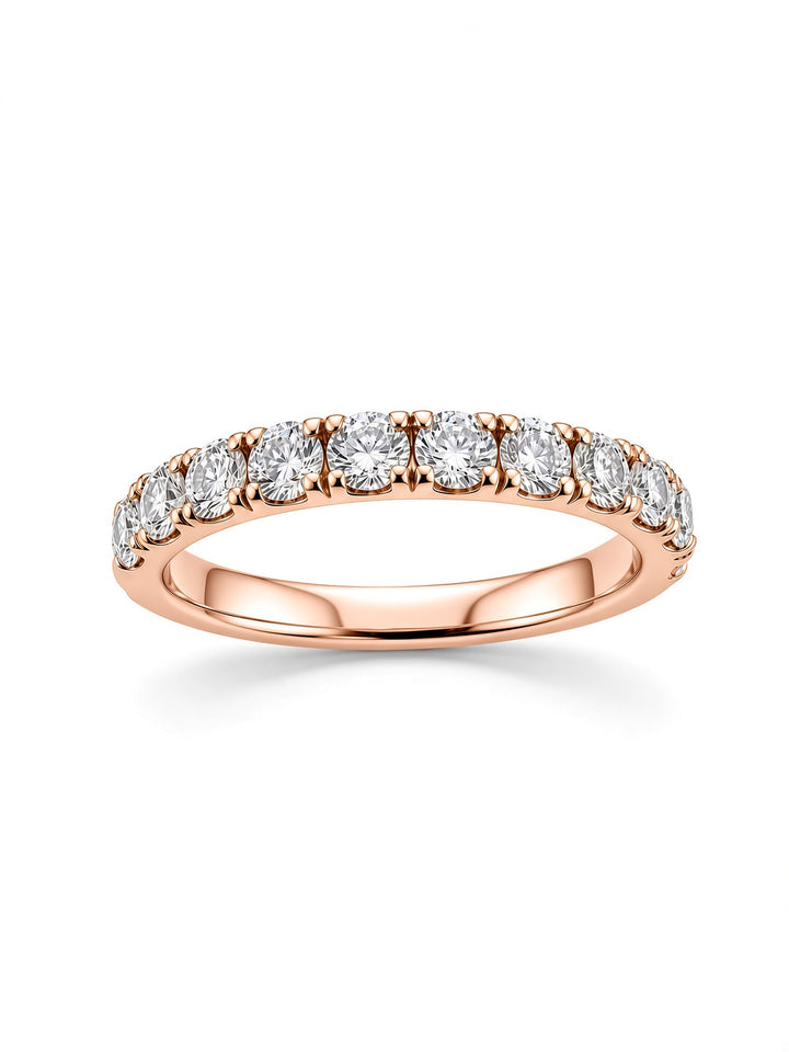 14K White Gold Pavé Lab Diamond Wedding Band — 0.80 CT