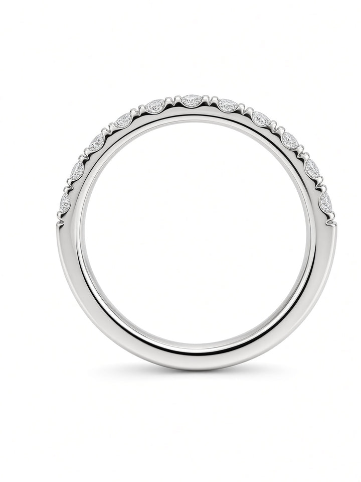 14K White Gold Pavé Lab Diamond Wedding Band — 0.80 CT