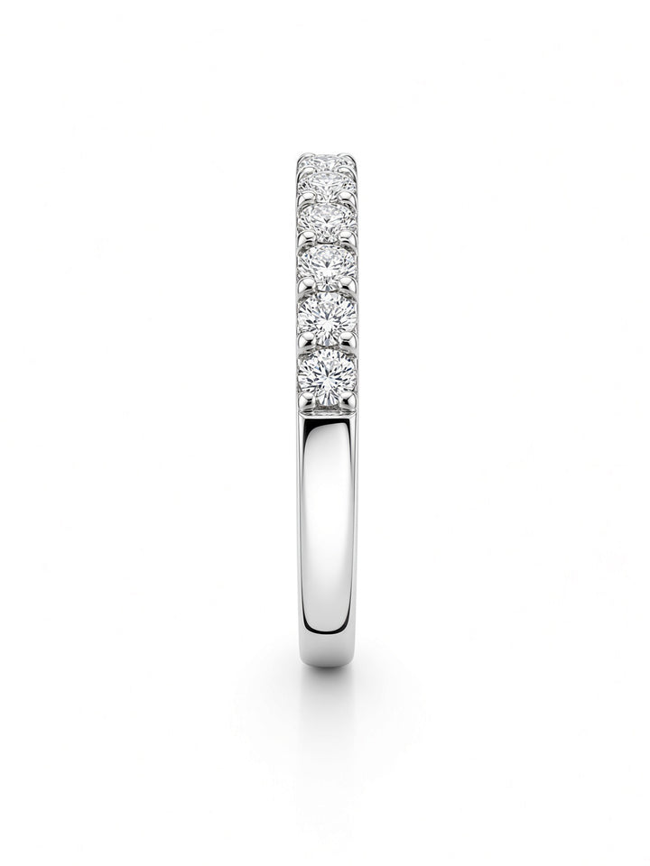 14K White Gold Pavé Lab Diamond Wedding Band — 0.80 CT