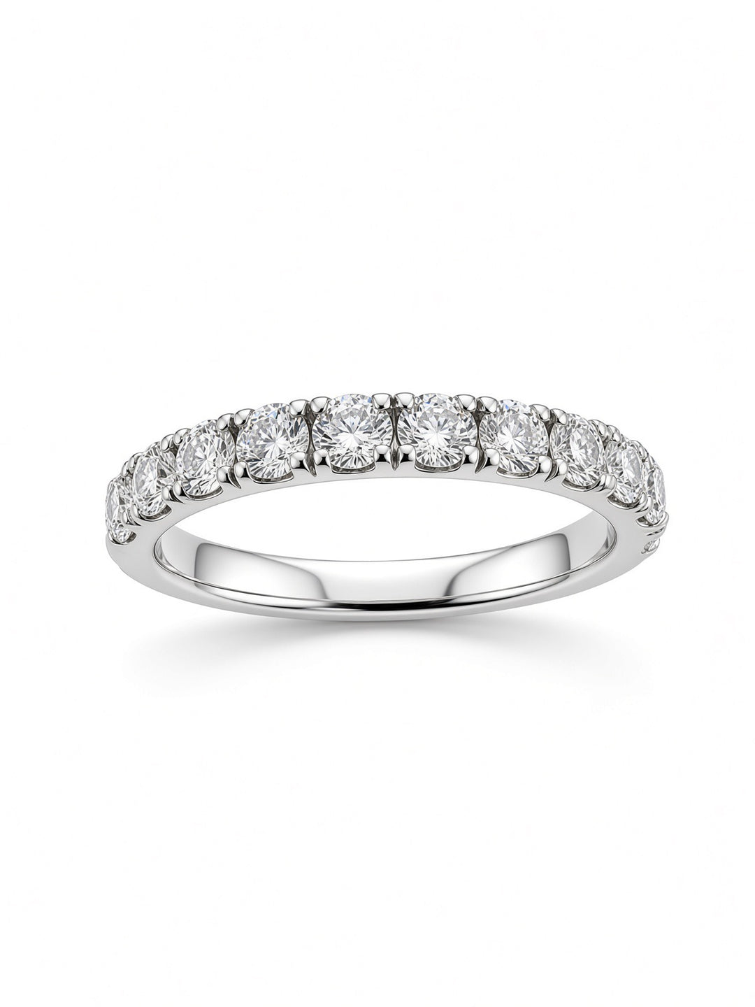 14K White Gold Pavé Lab Diamond Wedding Band — 0.80 CT
