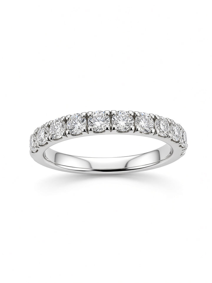14K White Gold Pavé Lab Diamond Wedding Band — 0.80 CT