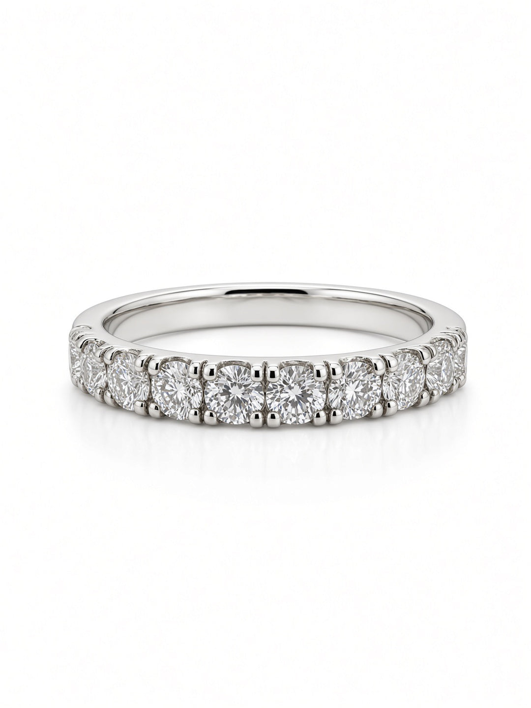 14K White Gold Pavé Lab Diamond Wedding Band — 0.80 CT