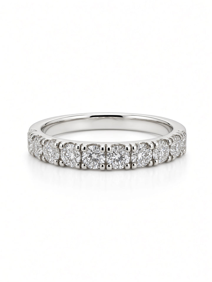 14K White Gold Pavé Lab Diamond Wedding Band — 0.80 CT