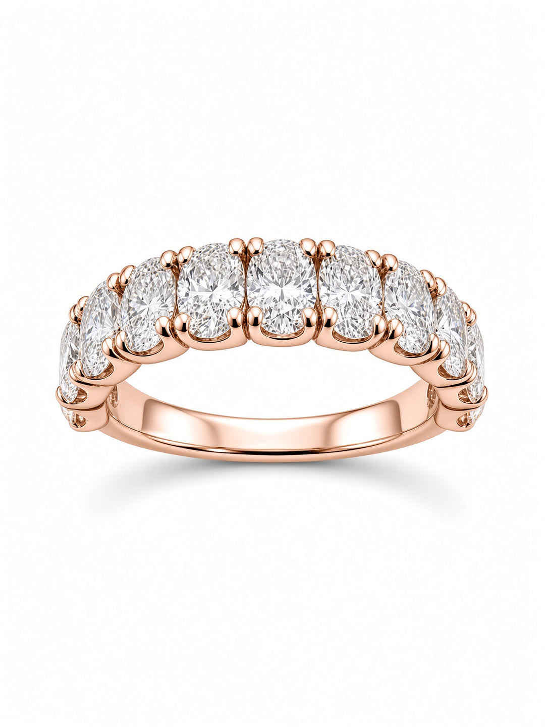 14K White Gold Eleven Stone Oval Lab Diamond Band — 1.84 CT