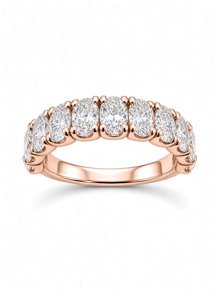14K White Gold Eleven Stone Oval Lab Diamond Band — 1.84 CT