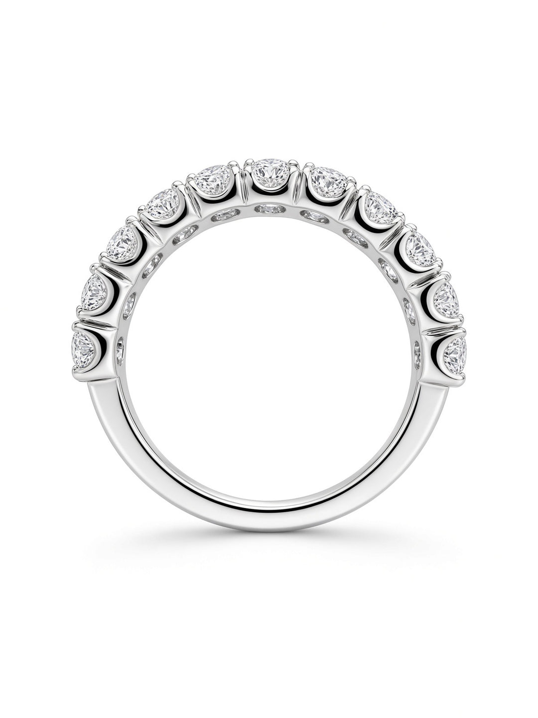 14K White Gold Eleven Stone Oval Lab Diamond Band — 1.84 CT
