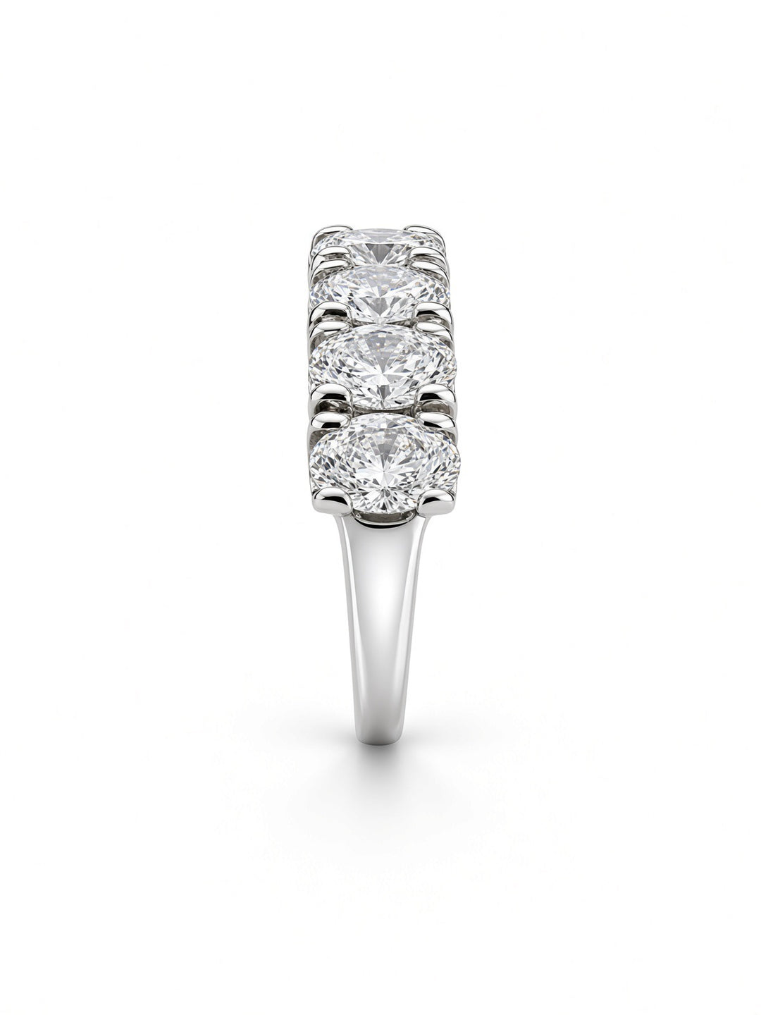 14K White Gold Eleven Stone Oval Lab Diamond Band — 1.84 CT