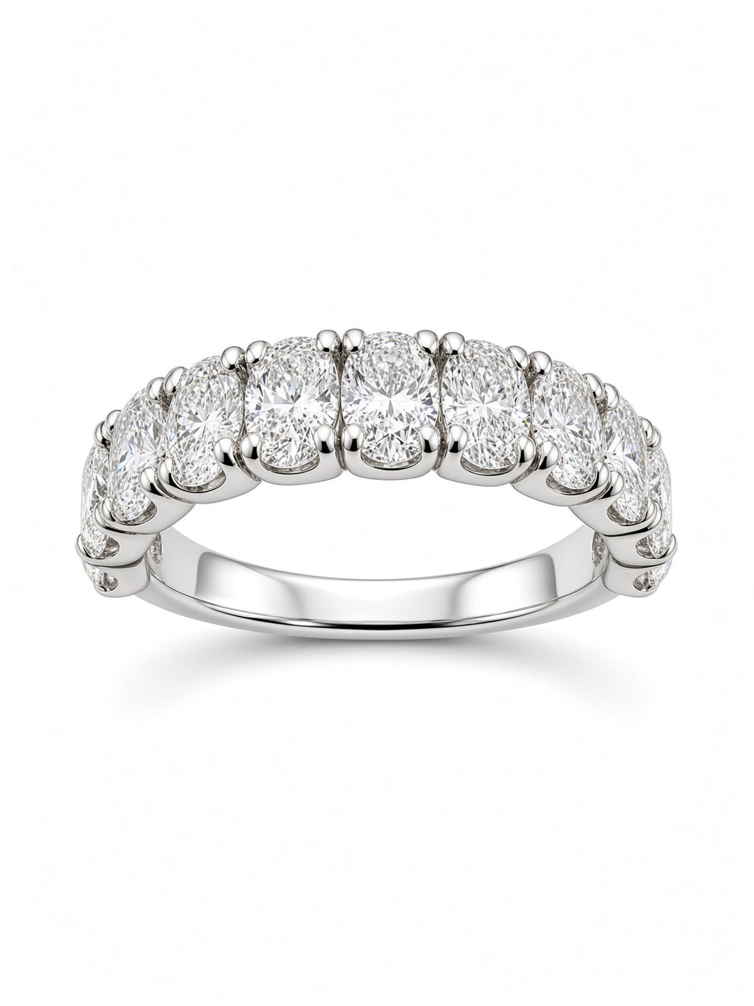 14K White Gold Eleven Stone Oval Lab Diamond Band — 1.84 CT