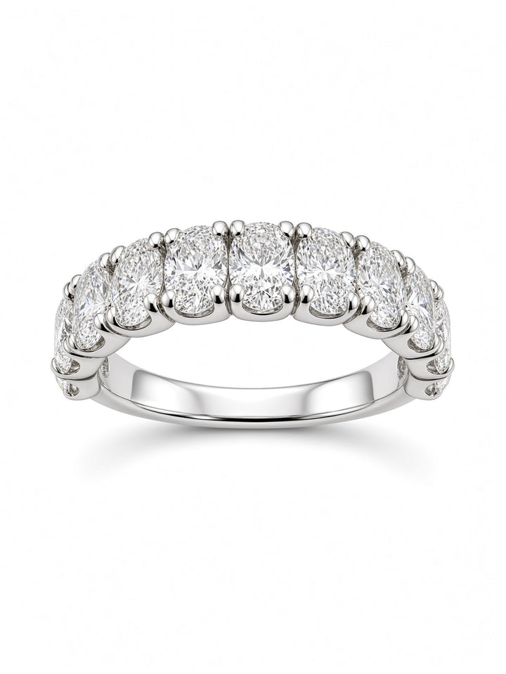 14K White Gold Eleven Stone Oval Lab Diamond Band — 1.84 CT