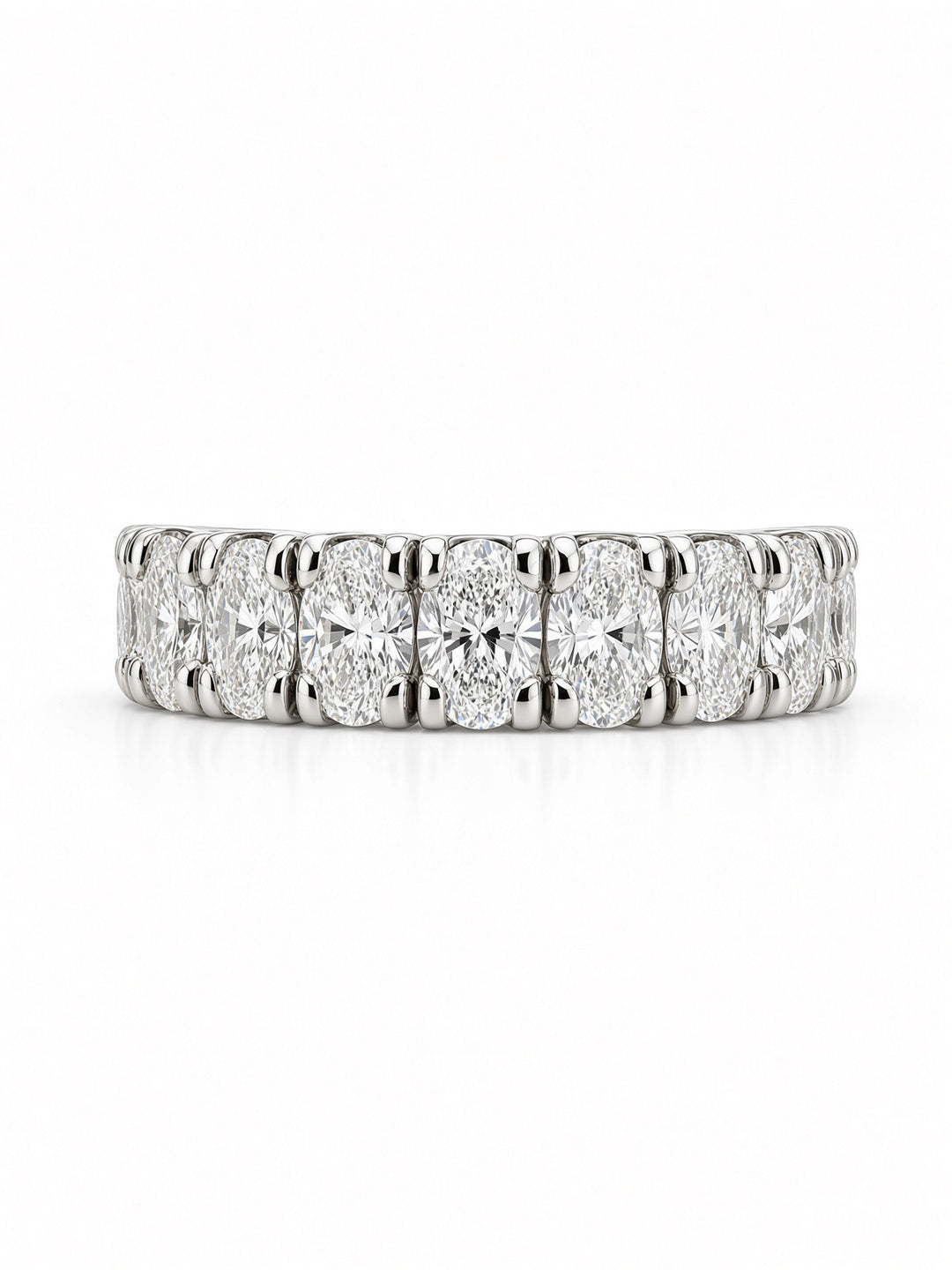 14K White Gold Eleven Stone Oval Lab Diamond Band — 1.84 CT