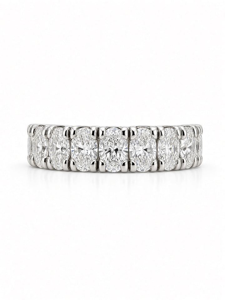 14K White Gold Eleven Stone Oval Lab Diamond Band — 1.84 CT
