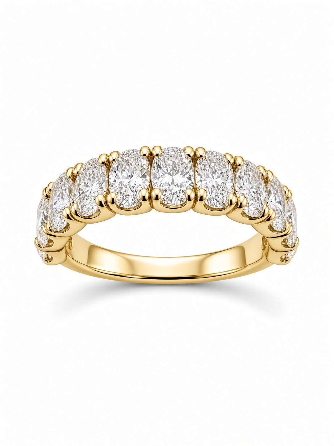 14K White Gold Eleven Stone Oval Lab Diamond Band — 1.84 CT