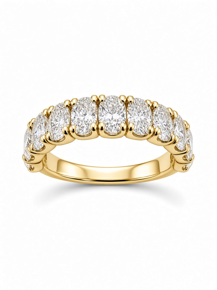 14K White Gold Eleven Stone Oval Lab Diamond Band — 1.84 CT