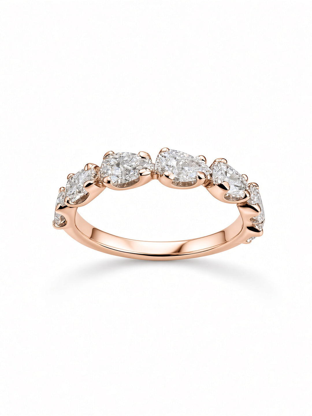 14K White Gold Seven Stone Pear Shaped Lab Diamond Wedding Band — 1.24 CT