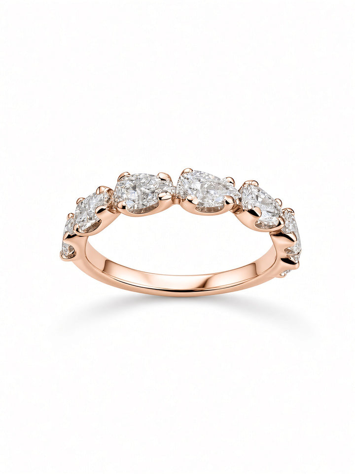 14K White Gold Seven Stone Pear Shaped Lab Diamond Wedding Band — 1.24 CT