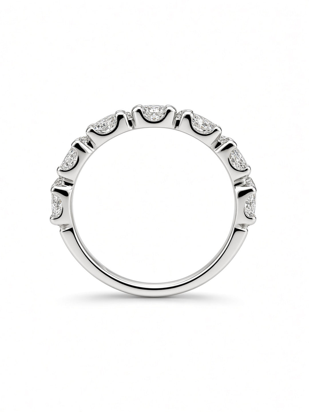14K White Gold Seven Stone Pear Shaped Lab Diamond Wedding Band — 1.24 CT