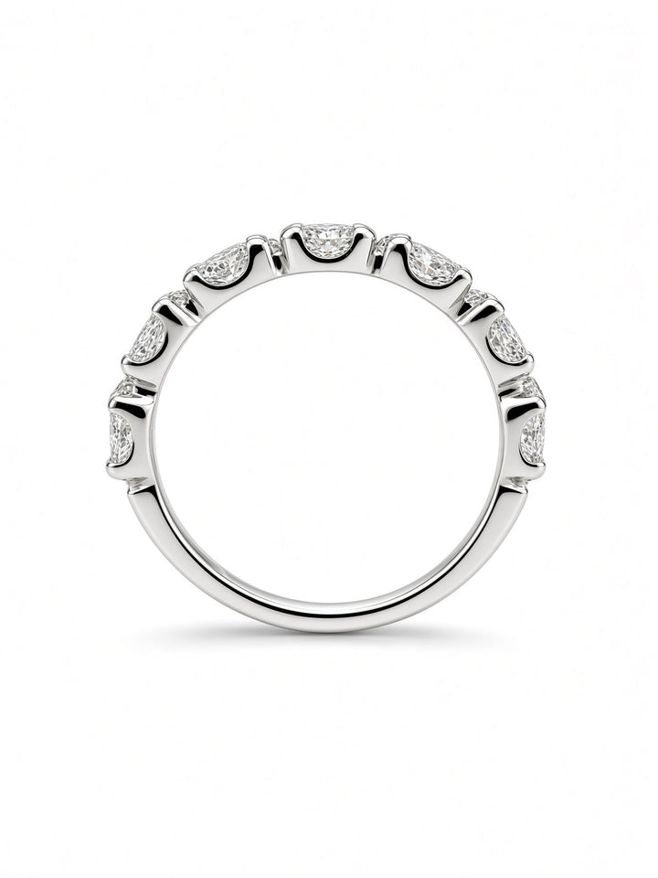 14K White Gold Seven Stone Pear Shaped Lab Diamond Wedding Band — 1.24 CT