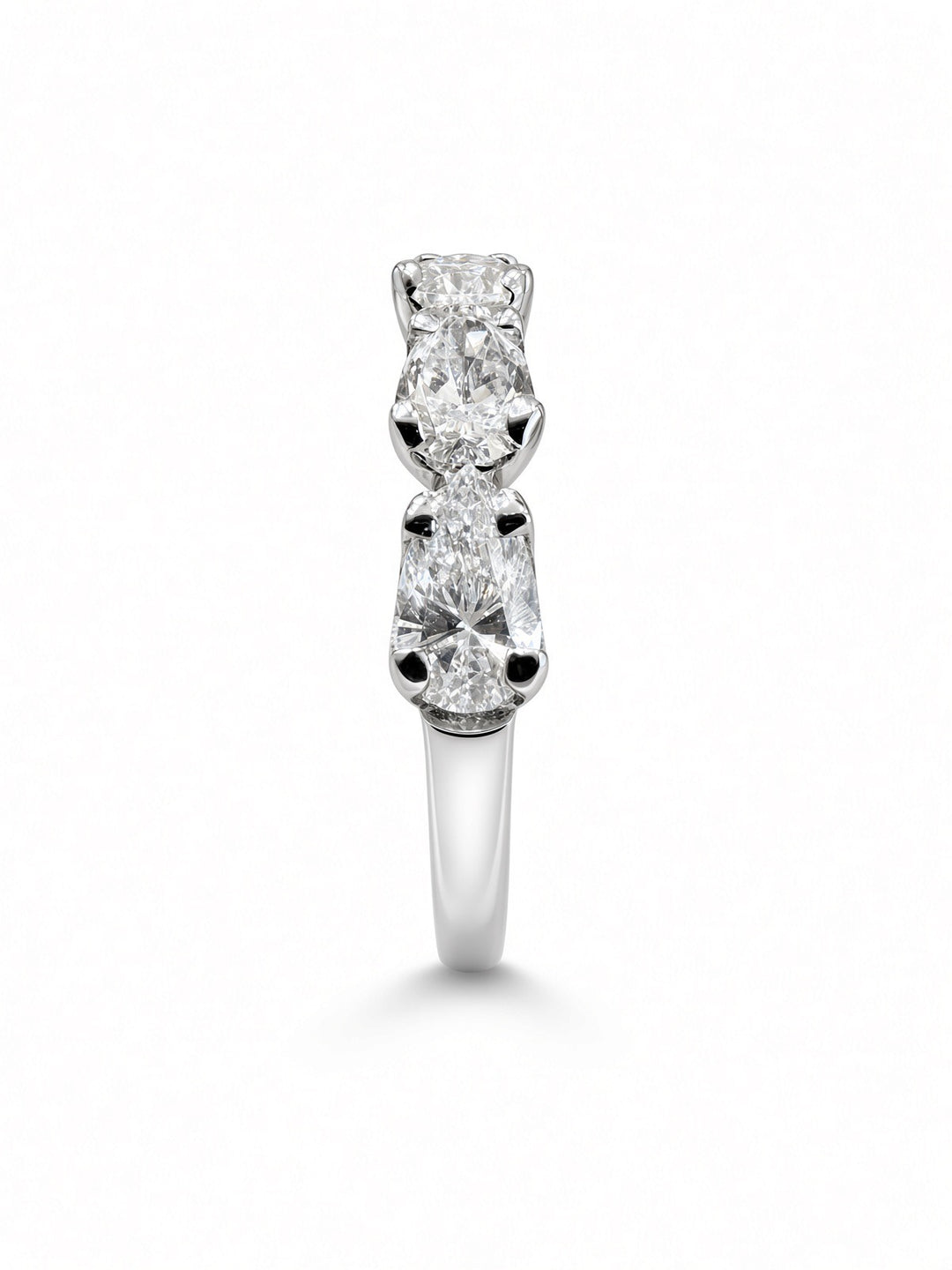 14K White Gold Seven Stone Pear Shaped Lab Diamond Wedding Band — 1.24 CT