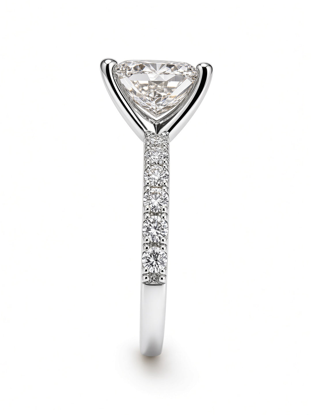 14K Yellow Gold Engagement with 2.54CT Elongated Cushion Lab Diamond in a Classic Four Prong Diamond Band Setting