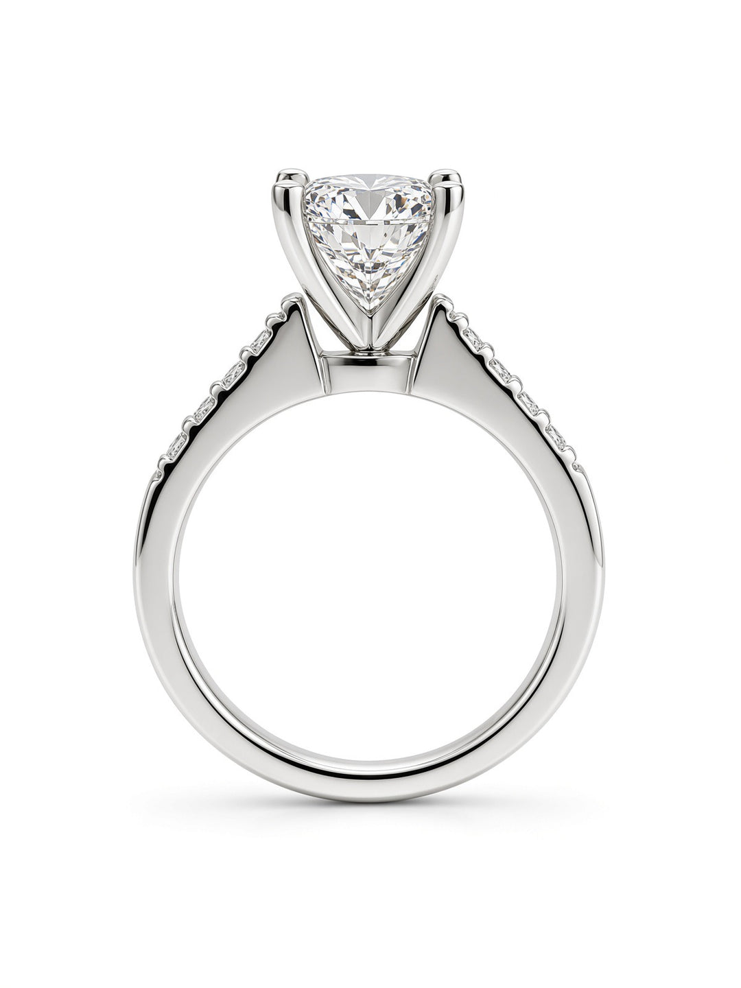 14K White Gold Engagement 2.07CT Elongated Cushion Cut Lab Diamond with a Double Shank