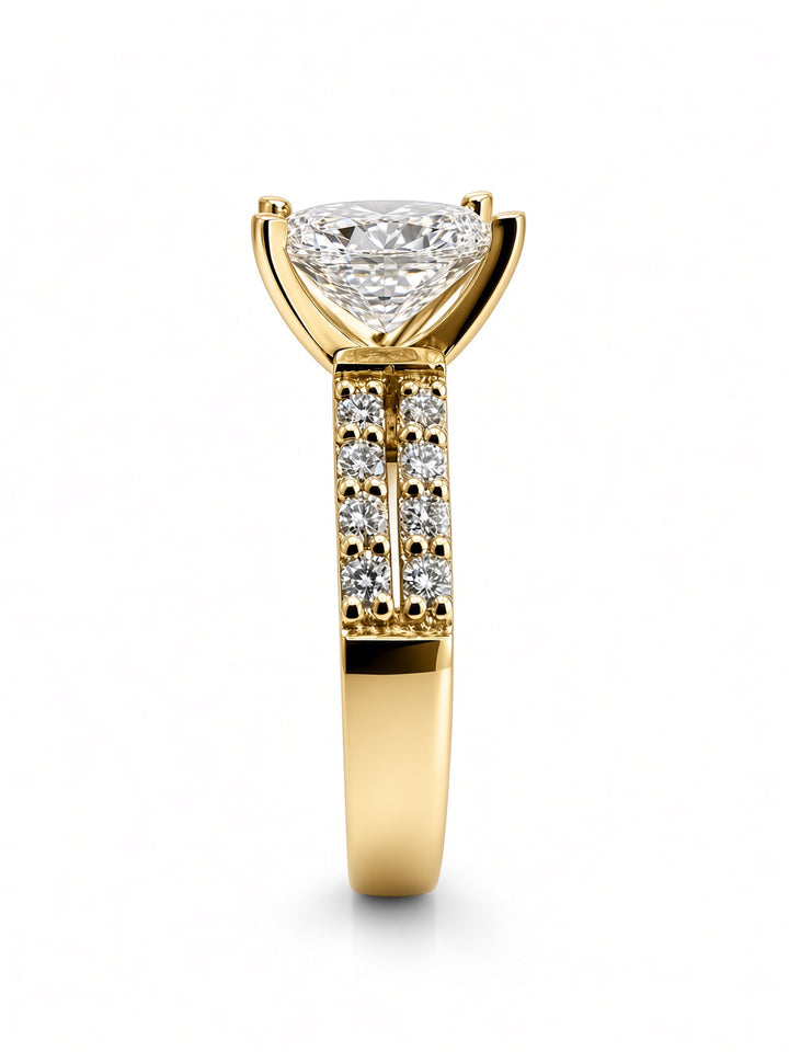 14K White Gold Engagement 2.07CT Elongated Cushion Cut Lab Diamond with a Double Shank