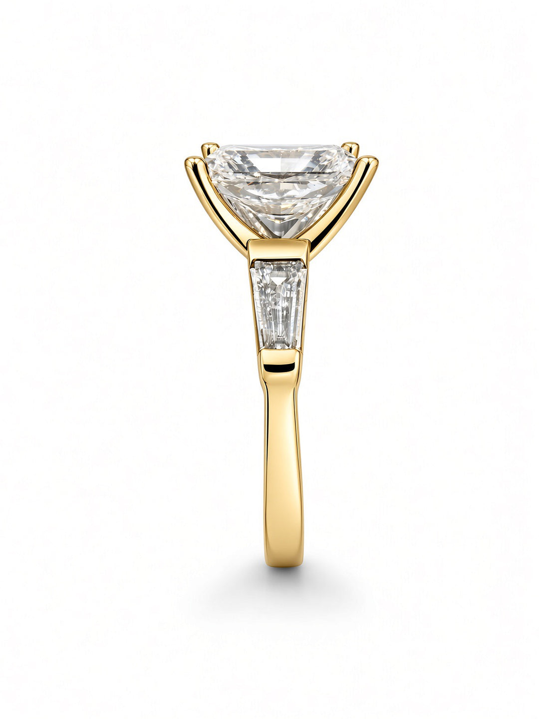 14K White Gold 2.03CT Radiant Lab Diamond Engagement Ring with Baguette Accents
